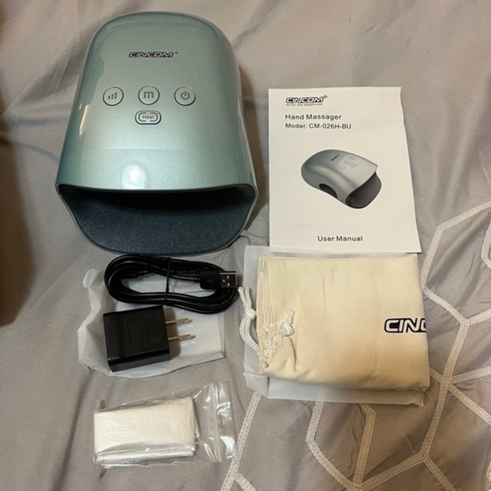 Cincom Portable Hand Massager Teal Cordless Heat and Compression Arthritis‎